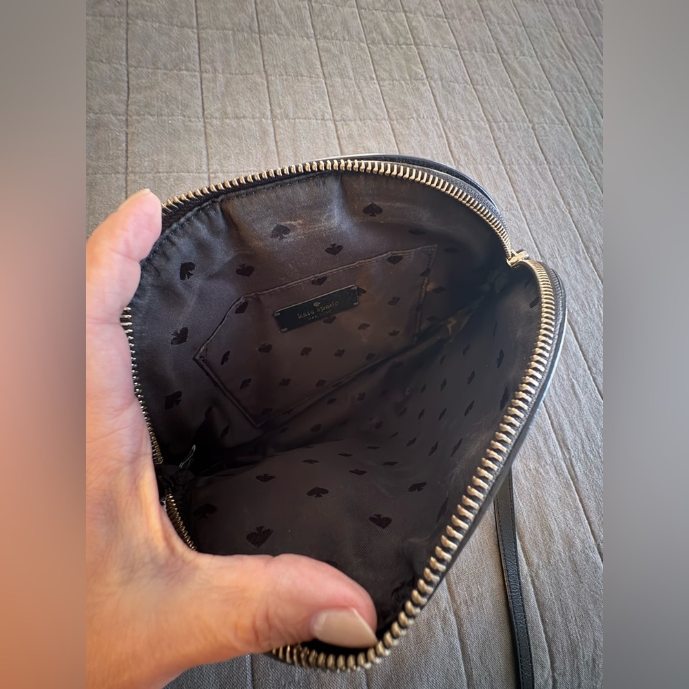 Kate Spade Sylvia Dome Pebbled Black Leather Crossbody Purse - Picture 12 of 14